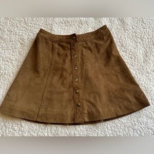 Abercrombie & Fitch Womens A-Line Skirt Tan Faux Suede Snape Button Front Size 0